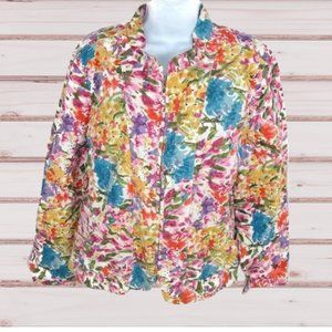 Christopher & Banks Full Zip Floral Shirt Jacket XL Petite